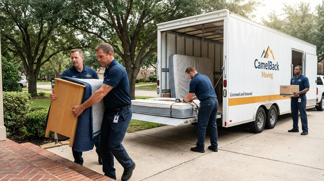 Crew loading residential truck for cross-state move from Hutchinson, MN