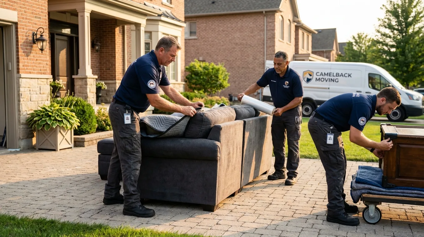 Large estate moving crew wrapping furniture in Hutchinson, MN