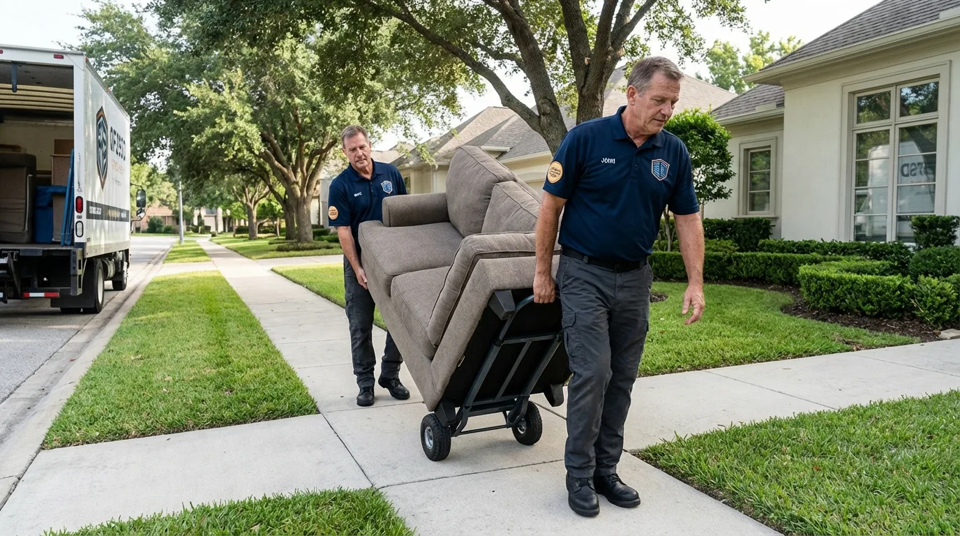 Local residential moving crew loading furniture in Hutchinson, MN