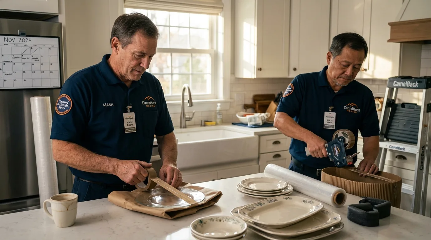 Professional crew packing kitchen dishware in Hutchinson, MN